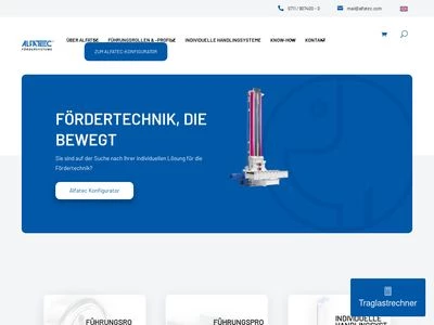 Website von Alfatec GmbH Fördersysteme