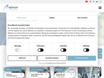 Website von alphacam GmbH