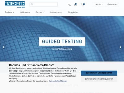 Website von ERICHSEN GmbH & Co. KG