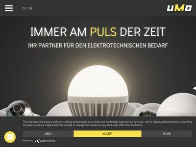 Website von UMO Elektrotechnische Großhandelsgesellschaft Utsch GmbH
