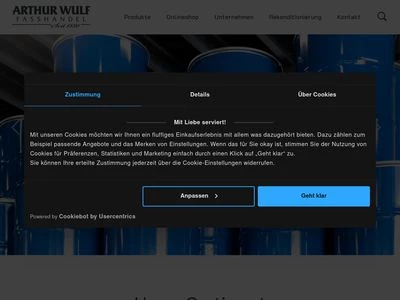 Website von Arthur Wulf Fasshandel GmbH & Co. KG