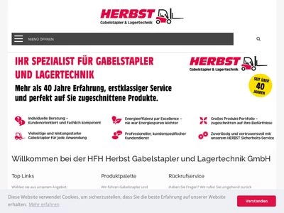 Website von HFH HERBST Gabelstapler und Lagertechnik GmbH