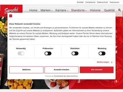 Website von Sprehe Geflügel- und Tiefkühlfeinkost Handels GmbH & Co. KG