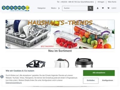 Website von Bahama Warenvertriebs GmbH