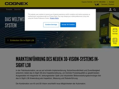 Website von Cognex Germany