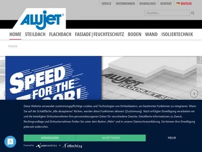 Website von ALUJET GmbH