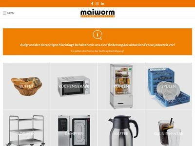 Website von Maiworm Großküchentechnik GmbH & Co. KG
