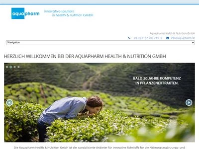 Website von Aquapharm Health & Nutrition GmbH