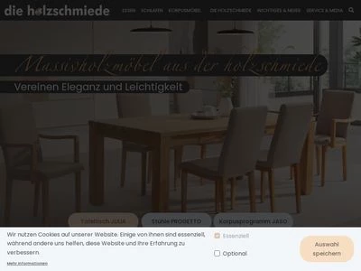 Website von Holzschmiede Massivholzmöbel GmbH