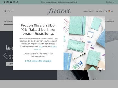 Website von Filofax GmbH