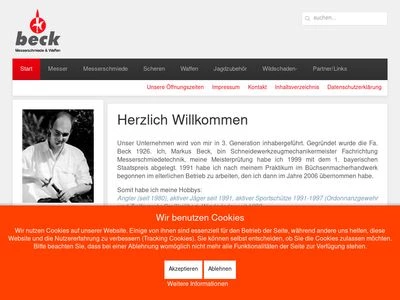 Website von Beck Messerschmiede und Waffen