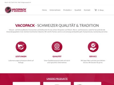 Website von Vacopack H. Buchegger AG