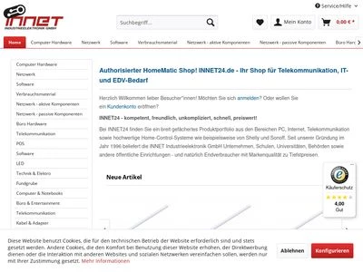 Website von Innet Industrieelektronik Vertriebs GmbH