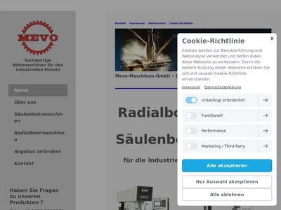Website von MEVO-Maschinen-GmbH
