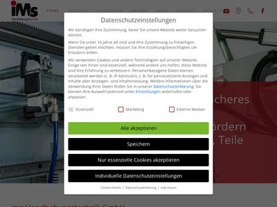 Website von ims Handhabungstechnik GmbH