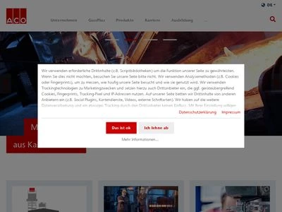 Website von ACO Guss GmbH