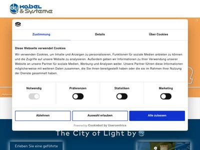Website von eku Kabel & Systeme GmbH & CO. KG