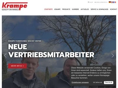 Website von Krampe Fahrzeugbau GmbH