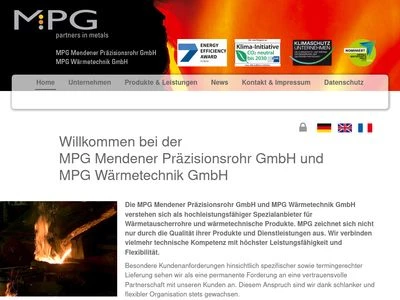 Website von MPG Mendener Präzisionsrohr GmbH
