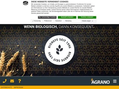 Website von Agrano GmbH & Co. KG