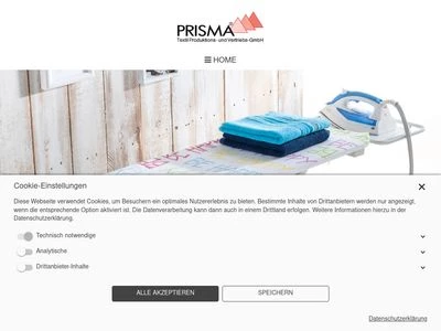 Website von PRISMA Textil Produktions- und Vertriebs-GmbH