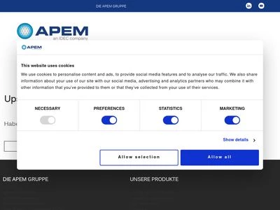 Website von APEM GmbH