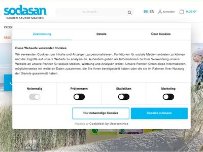 Website von sodasan Wasch- und Reinigungsmittel GmbH