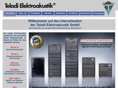 Website von Teladi Elektroakustik GmbH