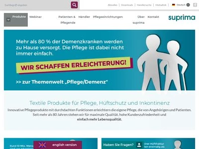 Website von suprima GmbH