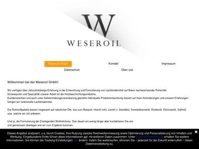 Website von Weseroil GmbH