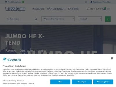 Website von Nussbaum Custom Lifts GmbH
