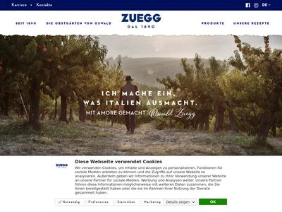 Website von ZUEGG S.p.A.