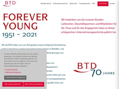 Website von BTD Behälter- und Speichertechnik Dettenhausen GmbH
