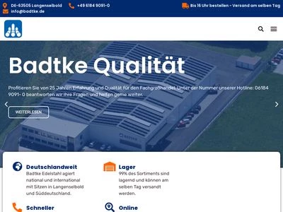 Website von Badtke Edelstahl GmbH