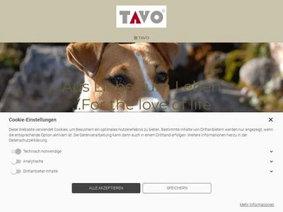 Website von TAVO Chenille & Frottierwaren Import Export GmbH
