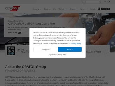 Website von ORAFOL Europe GmbH