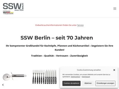 Website von SSW Stolze Stahl Waren GmbH