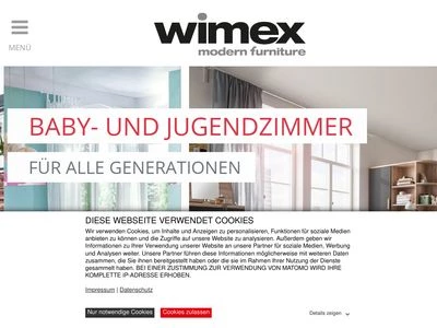 Website von WIMEX Wohnbedarf Import Export Handelsges. mbH & Co. KG