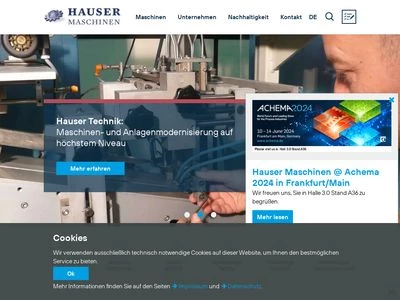 Website von Hauser Maschinen e.K.