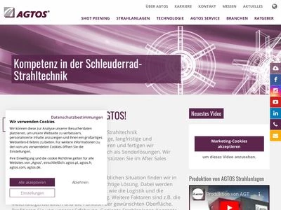 Website von AGTOS Gesellschaft für technische Oberflächensysteme mbH