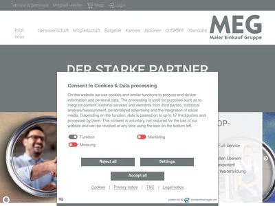 Website von MEG Maler Einkauf Gruppe eG