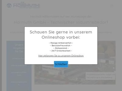 Website von Hormuth GmbH Technischer Industriebedarf