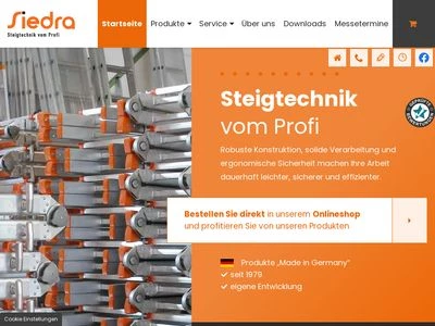 Website von Siedra-Leitern GmbH