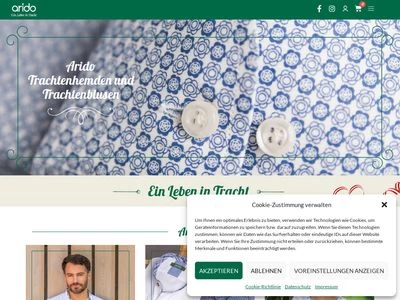 Website von Arido Hemden Manufaktur GmbH