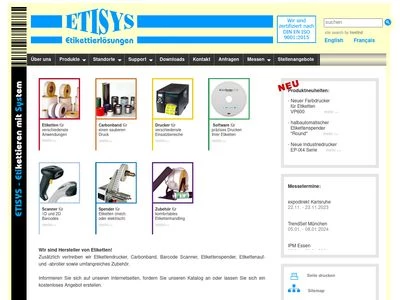 Website von ETISYS Etikettierlösungen GmbH