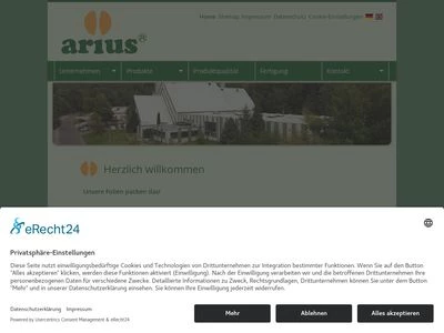 Website von Arius GmbH Kunststoffe