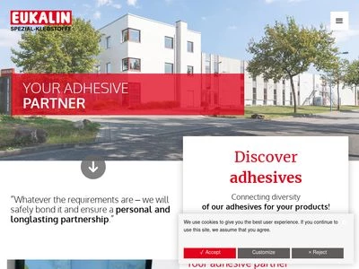Website von EUKALIN Spezial-Klebstoff Fabrik GmbH