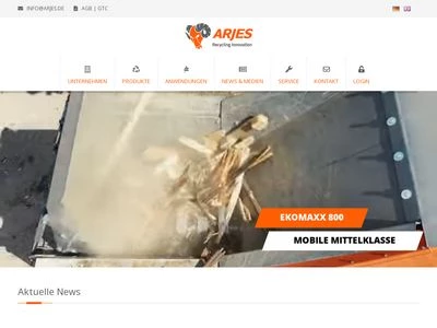 Website von ARJES GmbH