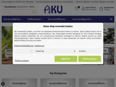 Website von AKU BecherManufaktur GmbH & Co. KG