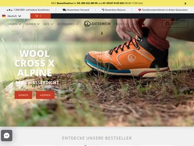 Website von Giesswein Walkwaren AG